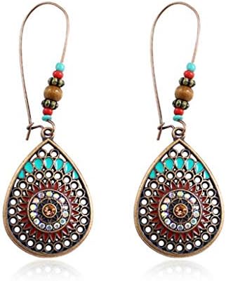 Vintage bohemian style water drop geometric pendant women's earrings jewelry