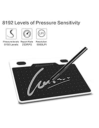 10moons 5inch Drawing Tablet, Tableta gráfica, 8192 Niveles Presión Sin batería Estilógrafo, 4 Personalizar teclas, Compatible con Windows 10 8 7 Mac Os Artista, Diseñador