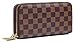 Daisy Rose Dual Zipper Wallet-RFID Checkered Hand Strap Clutch-PU Vegan Leather