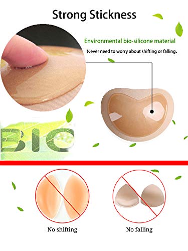 YLOVAN Adhesive Bra Pads Inserts Silicone Push Up Removable Pads for Sports Bra 2 Pairs