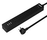 Nekteck Power Strip Flat Wall Plug with 6 AC Outlets, 15W 3-Port USB Charger for iPhone, iPad, Samsung Galaxys, Nexus, Tablets, HTC M9, Motorola, LG and More [4.8ft Cord, 6AC, 3 USB]