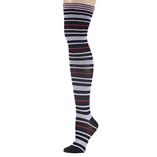 Isadora Paccini Women's Striped Over The Knee Socks, FV806, black