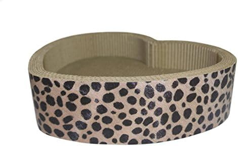 Pet Dogma Cat Scratcher Lounge and Bed Heart Shape for Kitty Fun and Healthy Grooming [Durable Eco-Friendly Toy Corrugated Cardboard Construction, Brown or Leopard Color]
