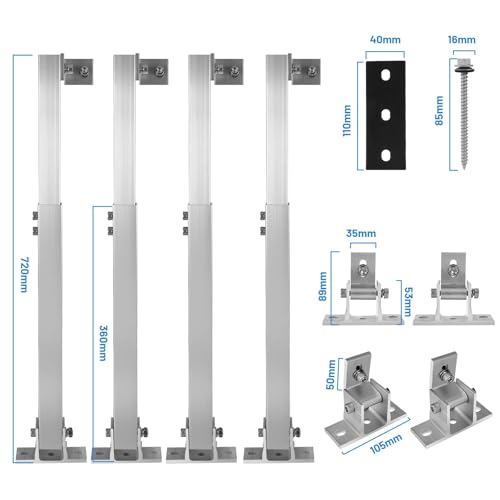 Royouzi Solar Panel Bracket, Aluminum Solar Panel Floor Bracket Adjustable Angle 15°- 30° (2)
