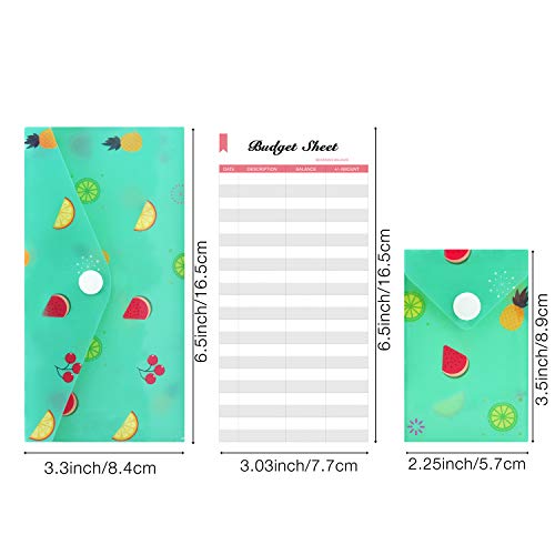 Cash Envelope System for Budgeting - 12 Waterproof Plastic Money Envelopes + 12 Reusable Coin Envelopes + 12 Budget Sheets, Gift Envelopes with Snap Buttons Budget Envelopes for Cash Currency