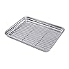 BESTONZON 2 stuks/set bakplaat en rek set roestvrij staal bakpan lade cookieblad oven veilige koelrek 26 x 20 x 2,5 cm