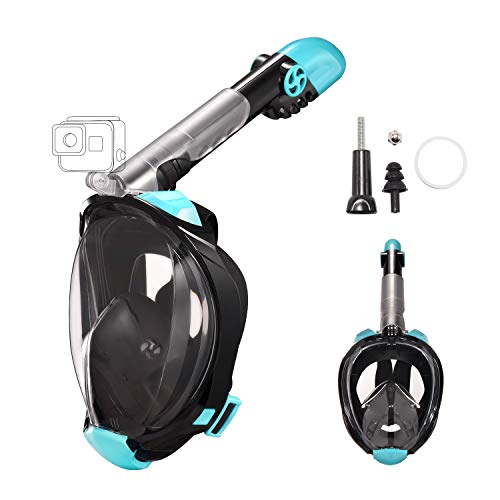 Gocheer Swimming Mask,Scuba Goggles Full Face with Nose Cover Diving Mask Snorkel Kit Foldable Underwater Breathing Device for Adult,Swimming (S/M) - Thumbnail 7