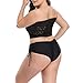 Zohamung Mid Rise String Adjustable Bathing Suit Tie Side Hipster Ruched Swimwear Bottoms Black