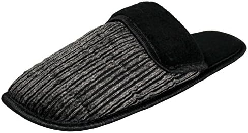 Men's Corduroy Slip-On Backless House Slippers w/ Slight Padded Cushioning - Black / Navy / Brown (7/8, Black)