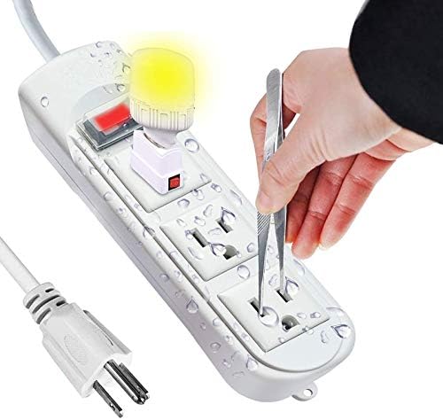 Water Proof Power Strip Electric Shock Overloading Surge Protection Fire Resistant housing for Outdoor Kitchen Garden Patio Office Living Room