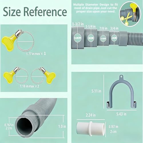 Marekineko-Universal Washing Machine Drain Hose Extension & Portable Washer Drain Hose,Dishwasher Drain photo 10
