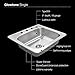 Houzer Glowtone Stainless Steel Kitchen Sink: 25 Inch Drop-in Topmount 4-Hole Single Bowl with Strainer, Durable & Versatile, Essential for Home & Apartment: 2522-9BS4-1