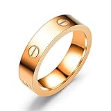 BESTJEW Rose Gold Love Screw Ring Engagement Wedding Couples Band Titanium Stainless Steel Size 8