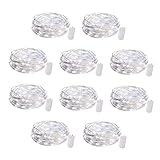 Fairy String Lights, 6.5ft 20 Micro LED Starry String Lights on Flexible Silver Wire, Battery Powered Mini Firefly Lights for Christmas Tree DIY Wedding Bedroom (10Pack, White)