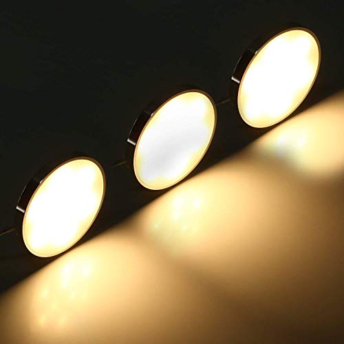 Albrillo LED Puck Lighting Remote Control, Dimmable Under Cabinet Lights, Warm White 3000K Kitchen Under Counter Lights, 3 Pack