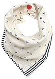 kishu baby Natural Nautical Reversible Bandana Bib, Ivory, One Size
