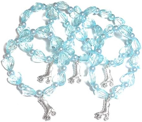FizzyButton Gifts Set of 5 Turquoise Elasticated Beaded Roller Skate Bracelets for Younger Girls Party Bags