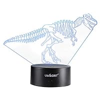 UbiKORT Dinosaur Night Light for Kids, 3D Dinosaur lamp for Bedroom Decor and Great Birthday Gift, T-Rex Dinosaur Bones, 3D LED Illusion Lamp, 7 Colors and Smart Switch, Remote Control (Tyrannosaurus)