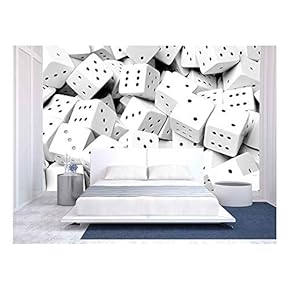 Abstract Conceptual Background with Pile of Random White Dices, Top View. - Removable Wall Mural | Self-Adhesive Large Wallpaper - 66x96 inches