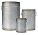 AuldHome Design Christmas Galvanized Greenery Buckets (Set of 3), Large, Medium, & Small Metal Farmhouse Decor Galvanized Cans w/Holiday Pine Motif