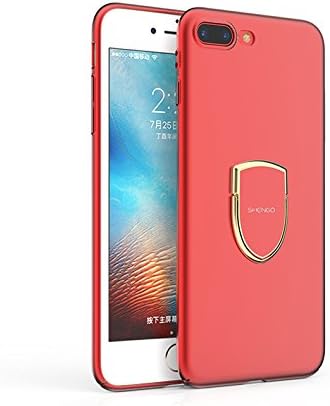 iPhone 7 Plus Case, SHENGO Rubberizing PC Cover With Metal Bracket - Magnet Adsorption - Supper Thin - Creative Ring Holder - UV Coating Anti-scratch . For ( 5.5 in ) (red)