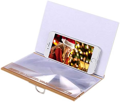 Phone Screen Magnifier, Veepola Cellphone Projector Enlarged Amplifier Mobile Bracket Holder 3D HD Movie Video Stand 8 Inch Desktop Wood Bracket Compatible with All Smartphone (Gold)