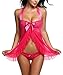 Avidlove Valentines Day Lingerie Women Nightwear Lace Babydoll Strap Chemise Halter Lingerie Rose Red