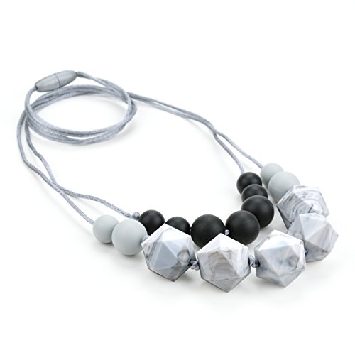 Lofca Baby Teething Necklace for Mom to Wear-Great Teether Toy -Food Grade Silicone,Anti Flammatory-100% BPA Free-'Claire'(Marble) - Thumbnail 5