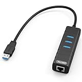 UNITEK 3-Port USB 3.0 HUB Ethernet RJ45 10/100/1000 Gigabit Network Adapter LAN Converter Compatible Apple MacBook Pro Air, Surface Pro, iMac, Chrome Book Pixel, Linux [Ethernet Port RTL8153 Chipset]