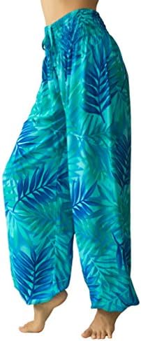 Pi Yoga Pants - Women's Boutique Lounge and Bohemian Yoga Pants, Scrunched Bottom (Stretches from US size 0-12) - Blueberry Mojito