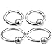 bodyjewellery 4pcs 18g bead captive ring Surgical Steel Tragus Snake Bite Cartilage Hoop BCR Septum Nose Helix Conch Eyebrow Daith BBEX