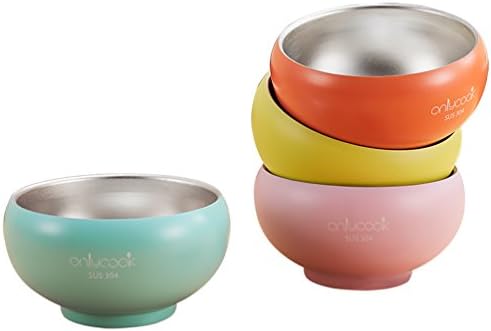 Onlycook 304 Stainless Steel Bowls Rainbow Color Heat Insulated Serving Bowls Soup Snack Bowls Set of 4
