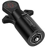 SUZCO 7-Way 6 Function RV Trailer Plug Light Circuit Tester Adapter, Black Round 7 Flat Pin Controller 12V for RV Trailer Boat SUV Truck