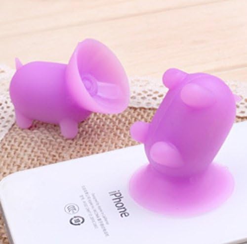 ZOEAST 10 Colors Pink Purple Black White Red Blue Green Silicone Pig Dog Cupula Phone Stand Compatible with iPhone 4 4s 5 6 7 8 9 X Plus Samsung (Purple)