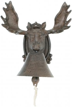 Treasure Gurus New cast Iron Rustic Moose ELK w Antlers Dinner Bell bar Cabin or Lodge Decor Item