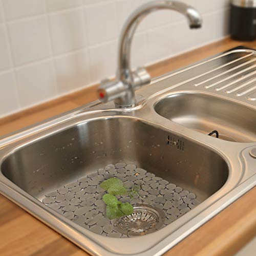 Quable Sink Drainer Mat,Kitchen Sink Mat Protector PVC Protects Glass Pebble Brown (2 PACK) - Thumbnail 4