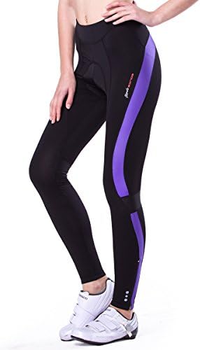 Fmix Women's 4D Padded Cycling Tights Long Bicycle Pants Ourdoor Clothes Bike Wear (XL 30"-36.5", Violet)