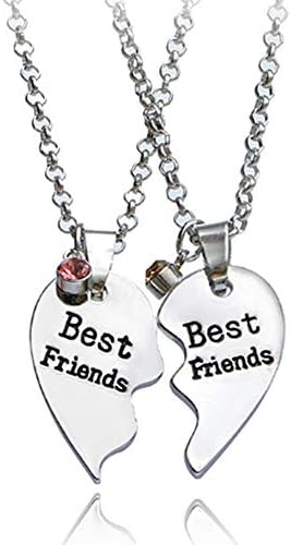 Best Friends Forever and Ever Necklace with Crystal Broken Heart Charm Pendant Set Friendship Necklace