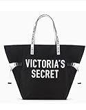 Victoria's Secret Logo Tote Shoulder Weekender Bag Black Travel