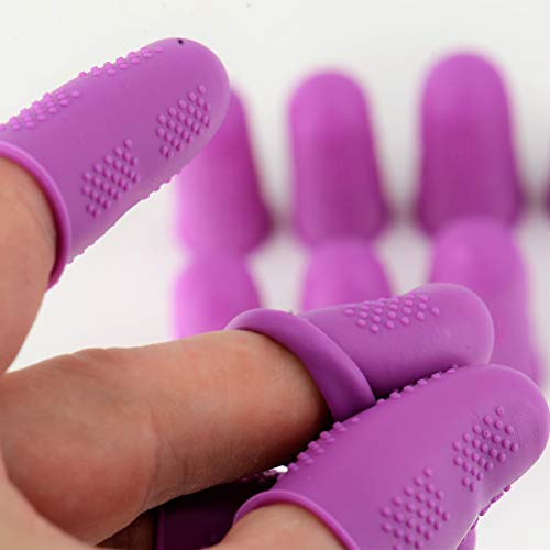 Finger Protectors [Flex Series - 12-Pack] Silicone Non-Stick Finger Covers | Purple | Small (6) / Medium (6) for Hot Glue | Sewing | Adhesives | Scrapbooking - Thumbnail 6