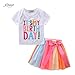 KIDSA Baby Toddler Little Girls It's My Birthday Print Shirt Tutu Skirt Dress Outfit Set