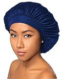 BT Luxury Wide Band Satin Bonnet Cap Blue,