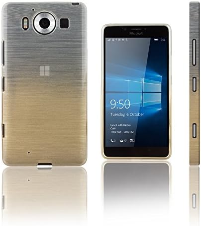 Xcessor Transition Flexible TPU Case with Gradient Silk Thread Texture for Microsoft Lumia 950 - Transparent/Gold