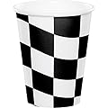 Club Pack of 96 Black Check Plastic Drinking Party Tumbler Cups 9oz