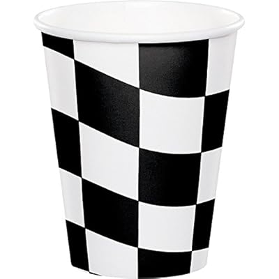 Club Pack of 96 Black Check Plastic Drinking Party Tumbler Cups 9oz