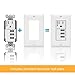 TOPGREENER 5.8A Ultra High Speed 3-Port USB Charger Outlet, 15A Tamper-Resistant Receptacle, Compatible with iPhone SE/11/XS/XR/X, Samsung Galaxy S20/S10/S9/Note & More, TU11558A3-2PCS, White 2-Pack