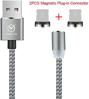 Yeeplus Strong Magnetic Adapter Lightning 3.3 FT High Speed Charging Cable With LED For Apple Mobile Devices (Lighning Cable 1PCS With 2PCS IC Tips)