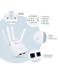 WiFi Range Extender, ELEGIANT ac1200mbps inalámbrico Repetidor Wifi Amplificador de señal Booster soporta Router repetidor punto de acceso, con 4 antenas externas y 360 grados de alta ganancia WIFI coverage white