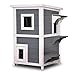 Lovupet 2 Story Wooden Outdoor/Indoor Cat Shelter House Condo with Escape Door 6012-0508 (Grey)
