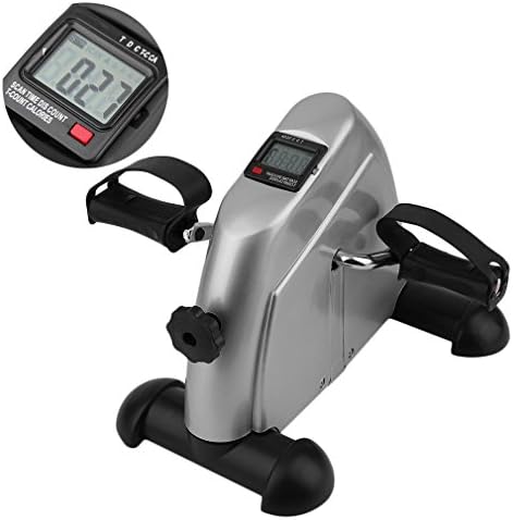 Mini Exercise Bike Desk with LCD Display Mini Pedal Exerciser Indoor Fitness for Arms and Legs (Silver)